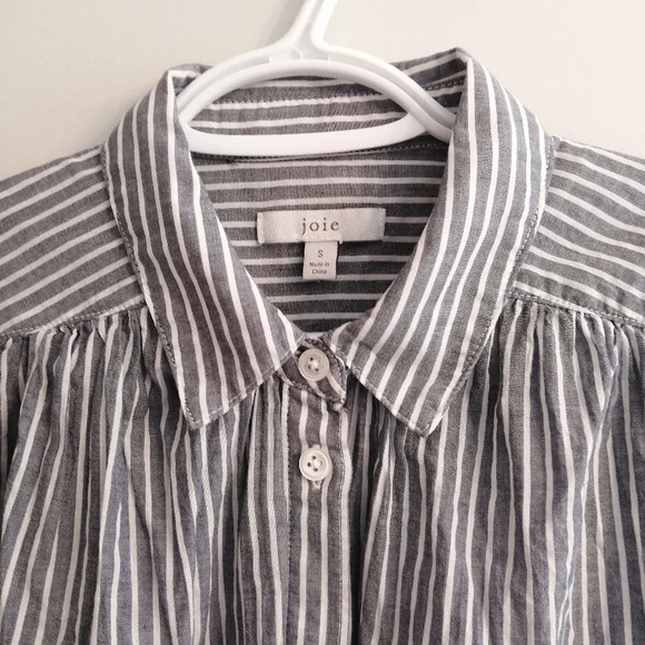 Joie Naro Striped Cotton Short Sleeve Oversize Button Up Coastal Nautical Small - Picture 7 of 16